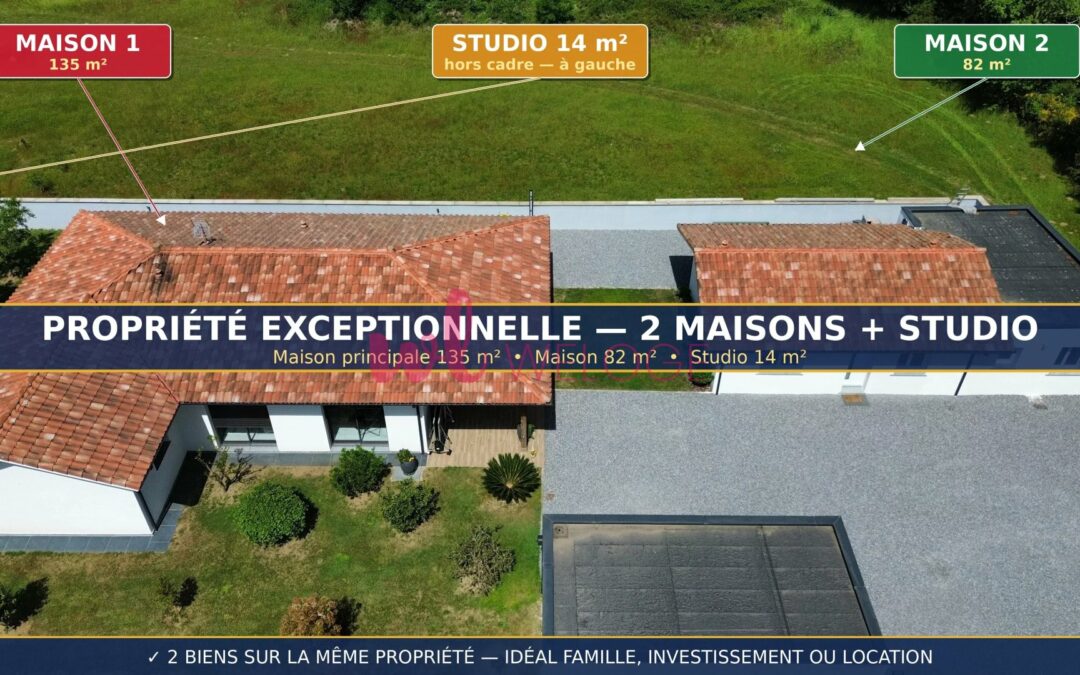 Opportunité à la vente avec 3 logements distincts à vendre sur le même terrain à Saint Geours de Maremne